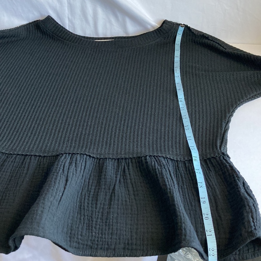 Altar’d State Black Short Ruffled Pullover Top Size XS (Oversized) - Picture 11 of 13